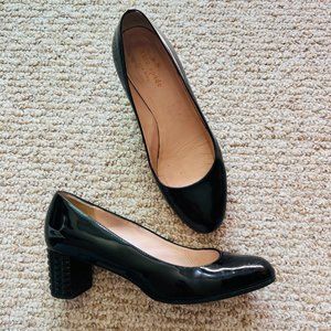 Kate Spade Black Patent Leather Block Heels Pump Size 6.5